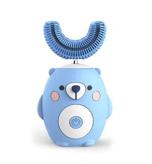 Brosse à dents électrique en forme de U pour les enfants. Poils souples en silicone.