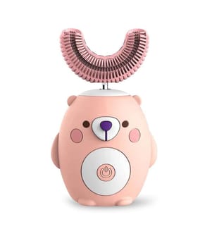 Brosse à dents électrique en forme de U pour les enfants. Poils souples en silicone.