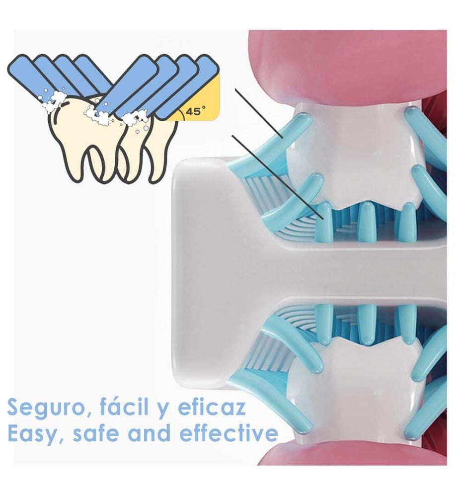 Brosse à dents électrique en forme de U pour les enfants. Poils souples en silicone.