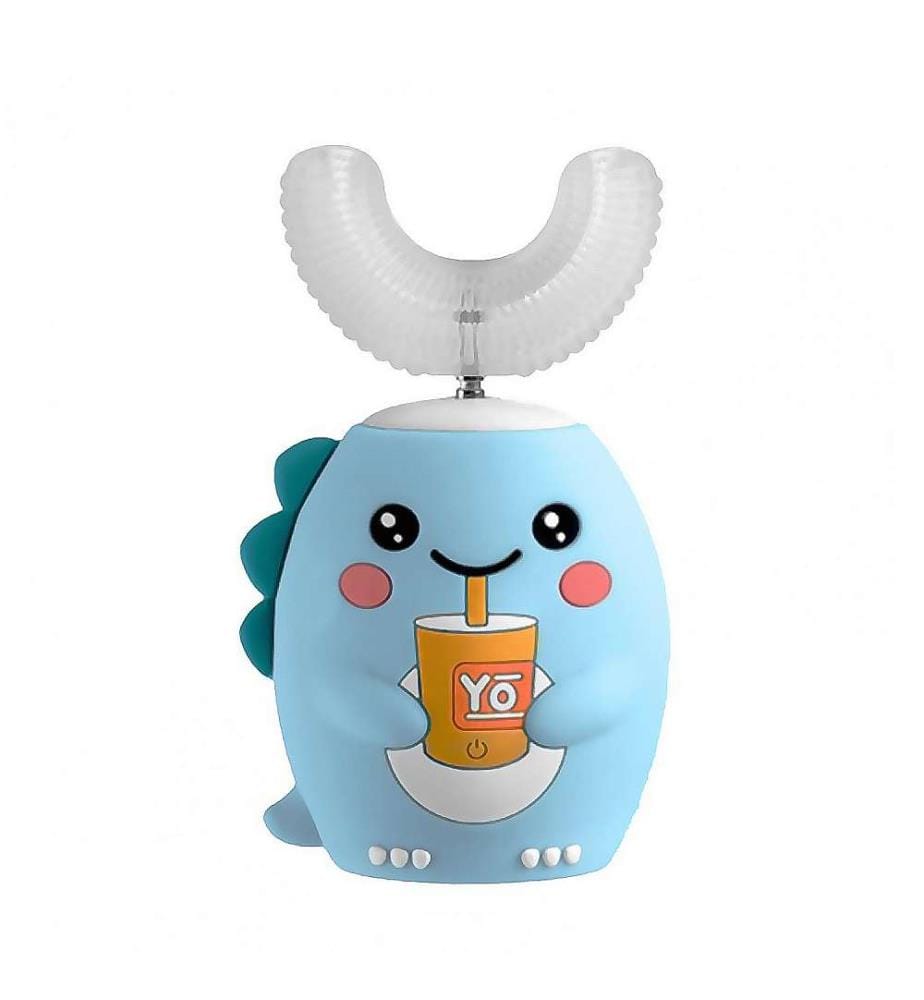 Brosse à dents électrique en forme de U pour les enfants. Poils souples en silicone.