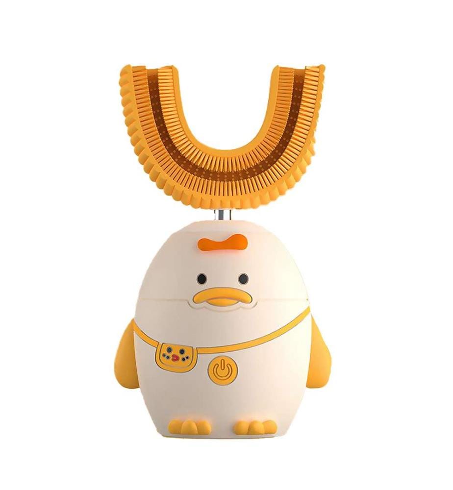 Brosse à dents électrique en forme de U pour les enfants. Poils souples en silicone.