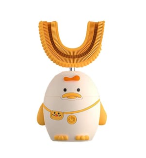 Brosse à dents électrique en forme de U pour les enfants. Poils souples en silicone.