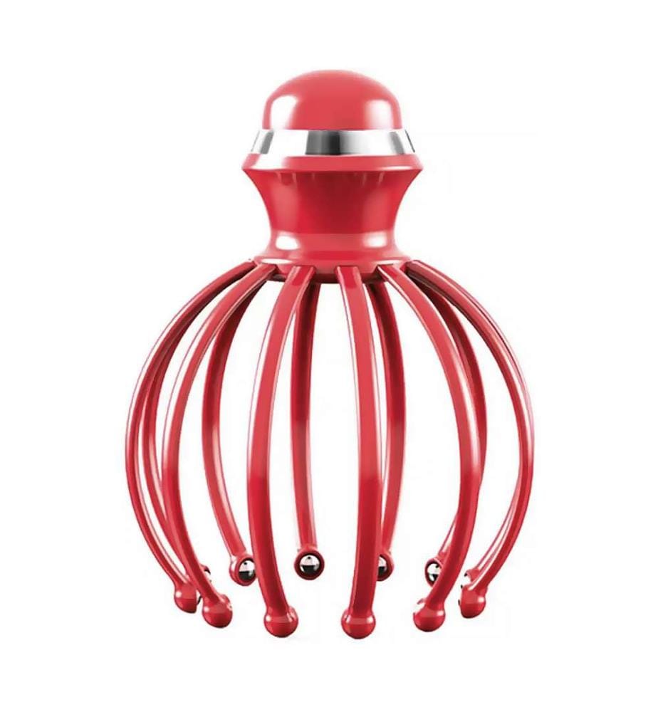 Masseur électrique avec vibrations pour la tête, le cuir chevelu et le corps Batterie rechargeable - Rouge