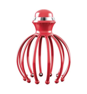 Masseur électrique avec vibrations pour la tête, le cuir chevelu et le corps Batterie rechargeable - Rouge