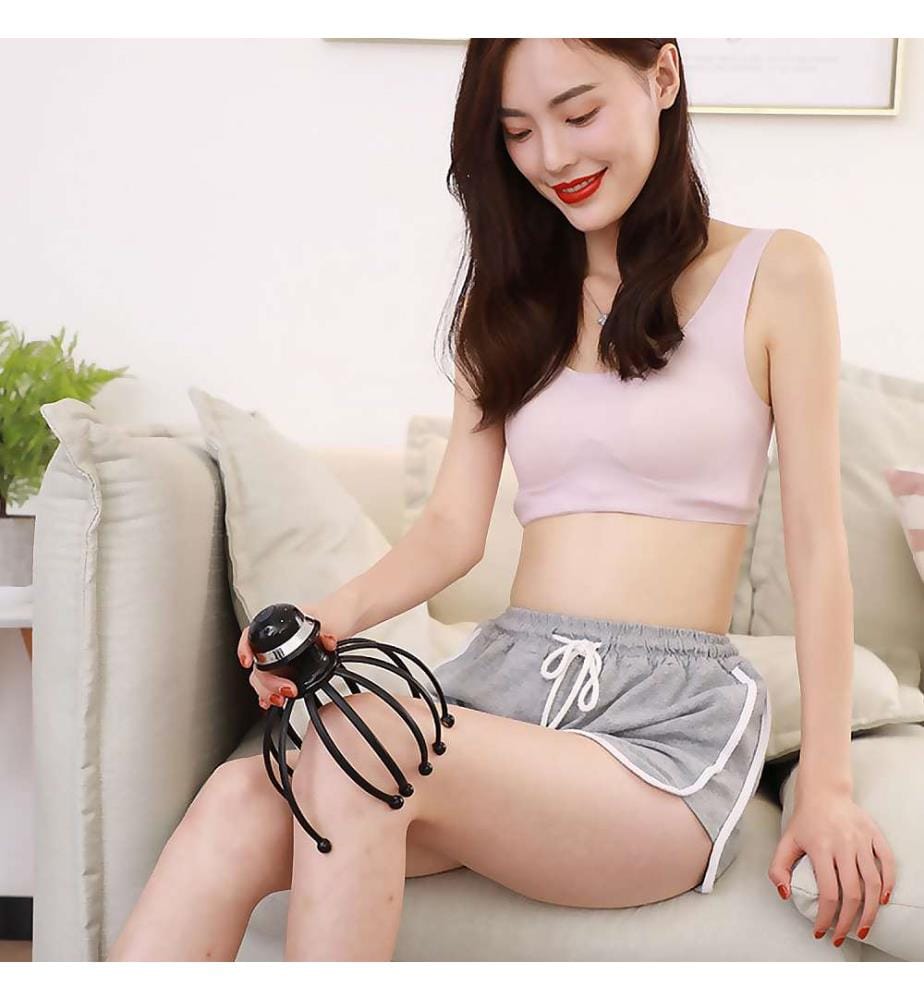 Masseur électrique avec vibrations pour la tête, le cuir chevelu et le corps Batterie rechargeable - Rouge