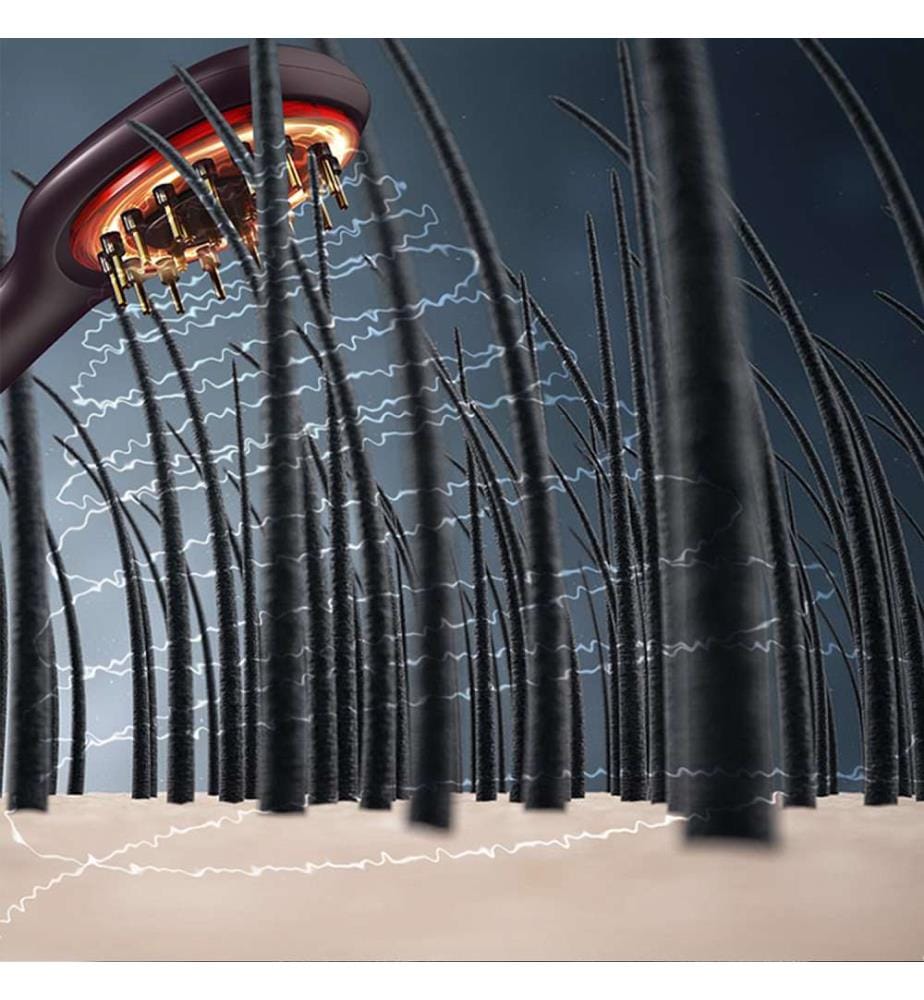 Haarpflegekamm mit 7 verschiedenen Modi von farbigem Licht, RF tiefe Radiofrequenzenergie; EMS Mikroströme - Lila