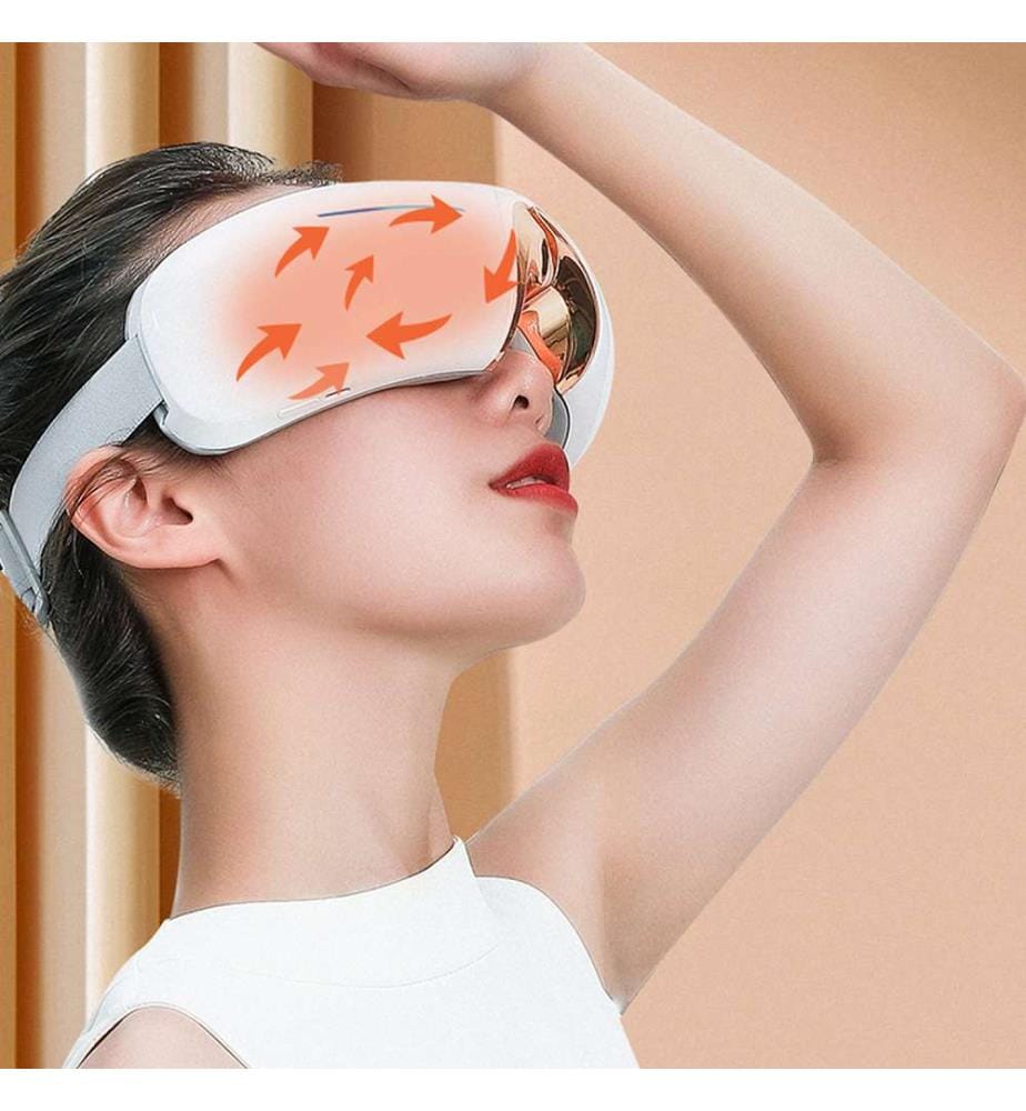 Masseur pour les yeux avec 4 modes de vibration, mode chaleur et compression chaude - Blanc