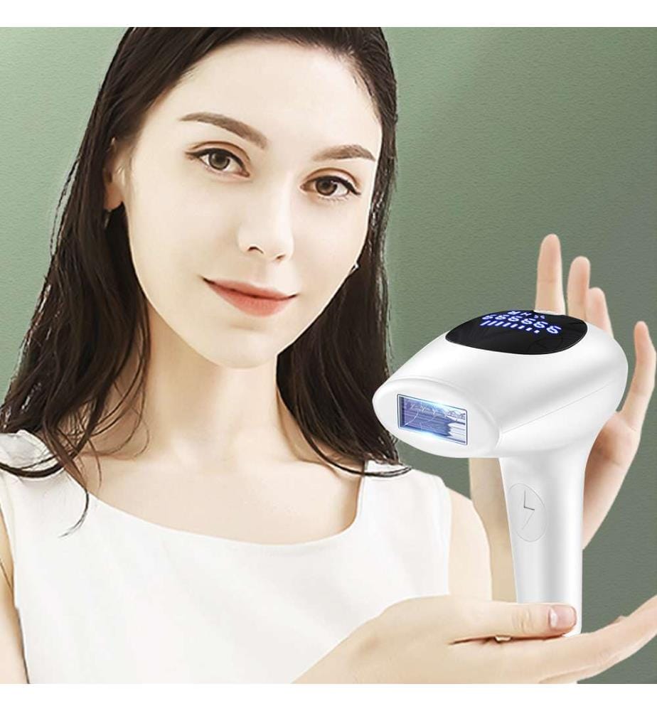 Épilateur à lumière pulsée IPL 8 niveaux, 900 000 flashs - Blanc