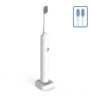 Brosse à dents électrique avec batterie rechargeable et 3 têtes de brosse. Chargement sans fil par induction.