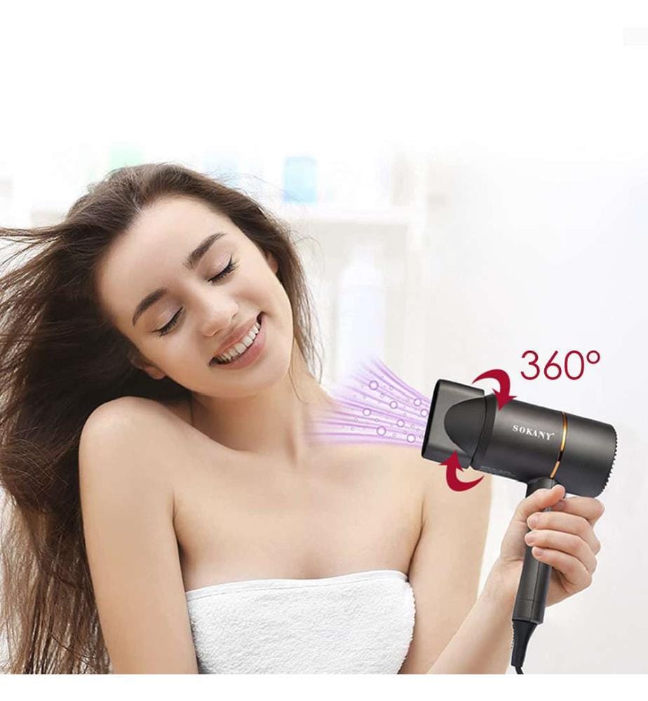 Sèche-cheveux professionnel 1200w Haute puissance, 2 vitesses et 2 températures de chauffe, avec concentrateur - Noir