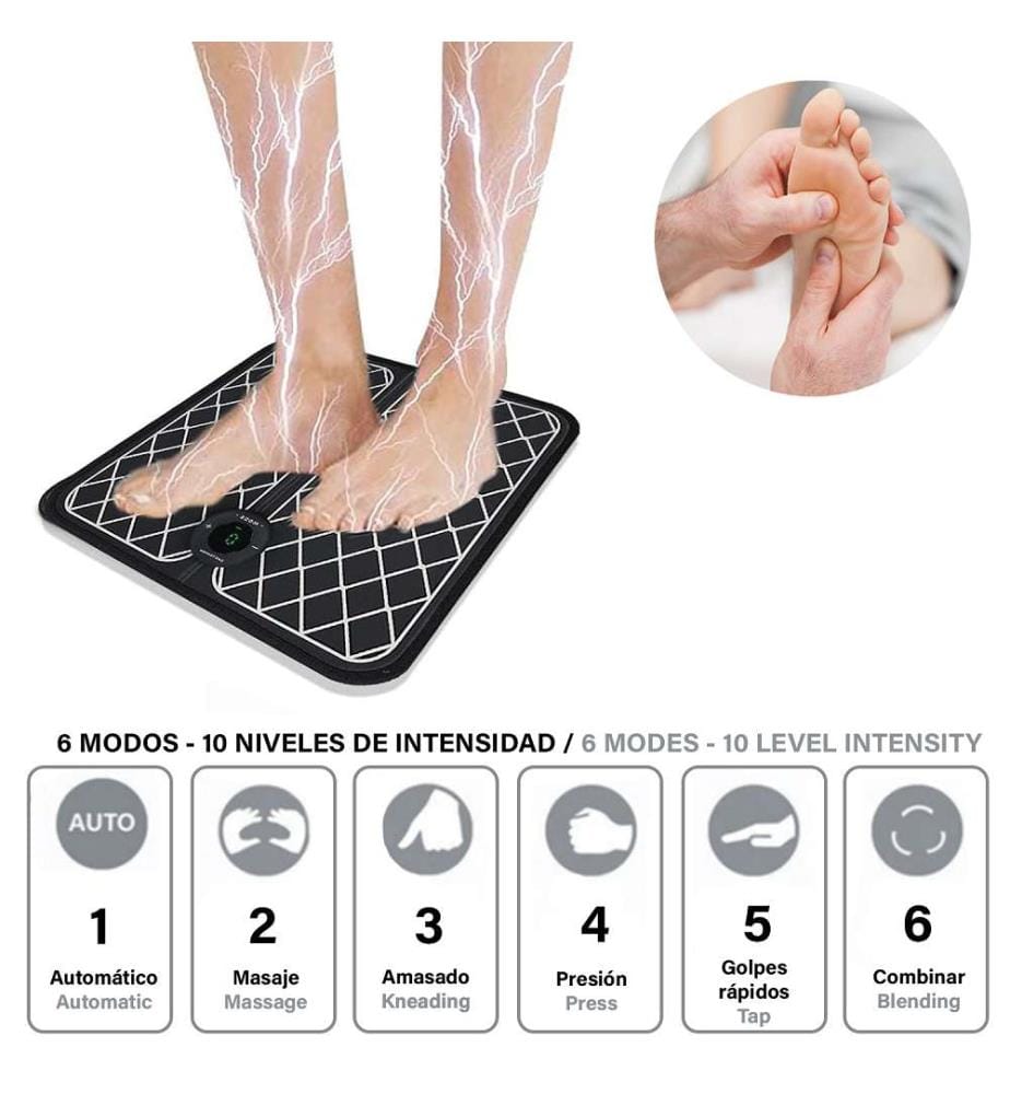 Stimulateur de pieds portable Ems, avec batterie rechargeable. Masseur pour améliorer la circulation des pieds.