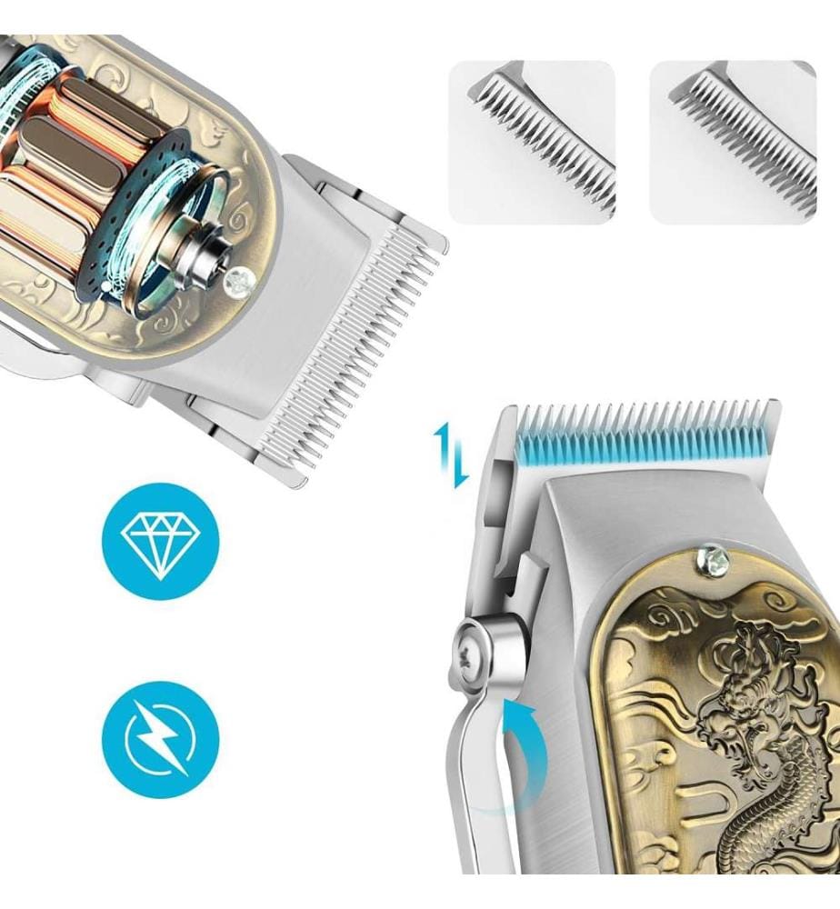Tondeuse à cheveux et à barbe 6800 tr/min et batterie au lithium 1500 mAh - Or