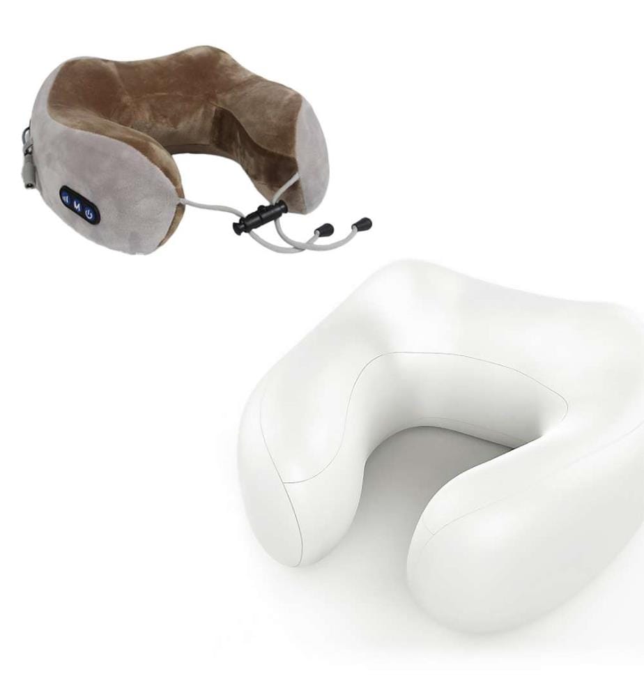 Oreiller cervical de massage avec 2 modes et chaleur infrarouge Mousse viscoélastique haute densité - Blanc