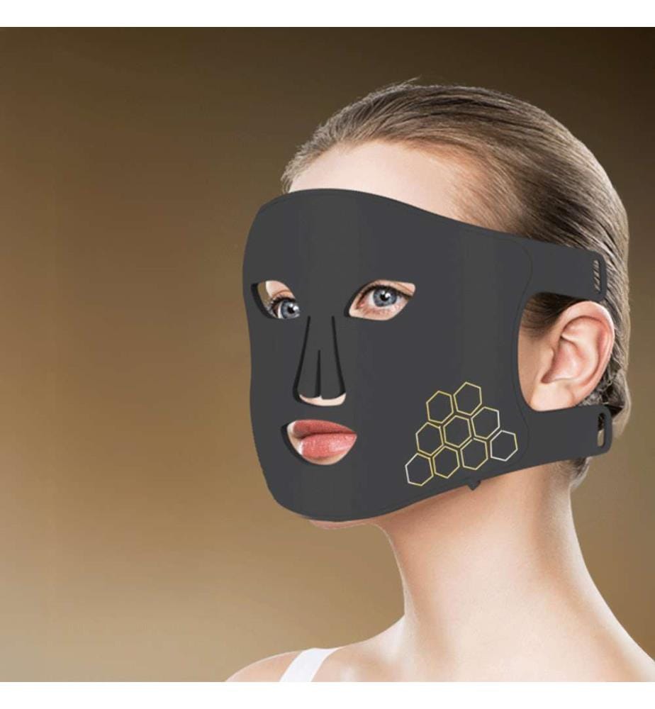 Masque de traitement du visage à lumière LED avec 4 couleurs - Noir
