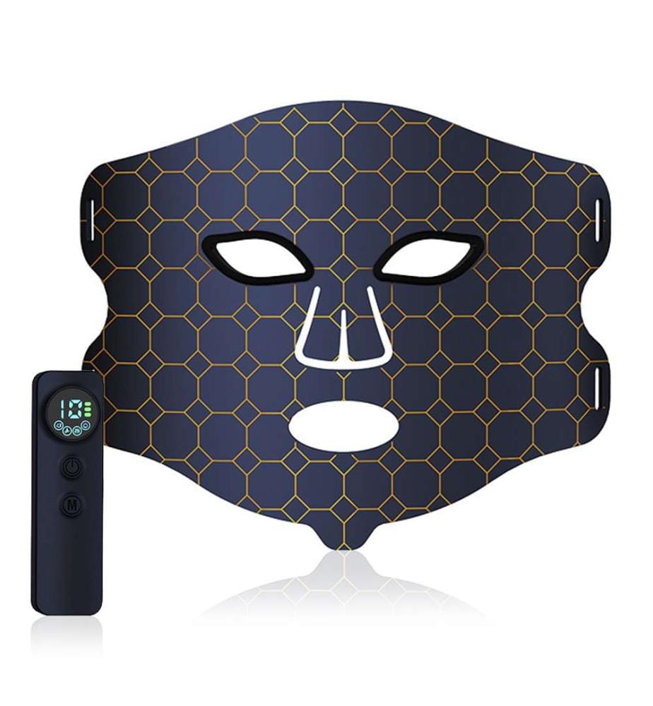 Masque facial de traitement par lumière LED, rajeunisseur de peau par vibration photonique Avec 4 modes d'utilisation et 3 niveaux de luminosité - Noir