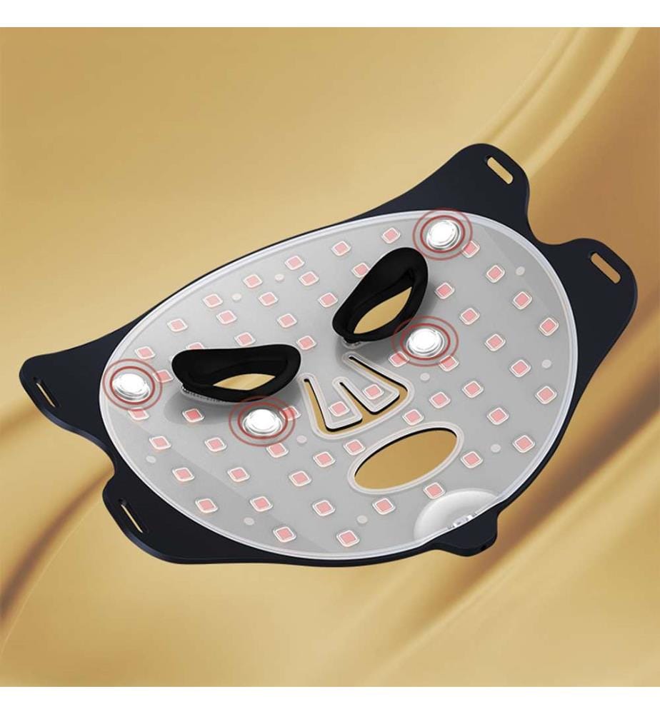 Masque facial de traitement par lumière LED, rajeunisseur de peau par vibration photonique Avec 4 modes d'utilisation et 3 niveaux de luminosité - Noir