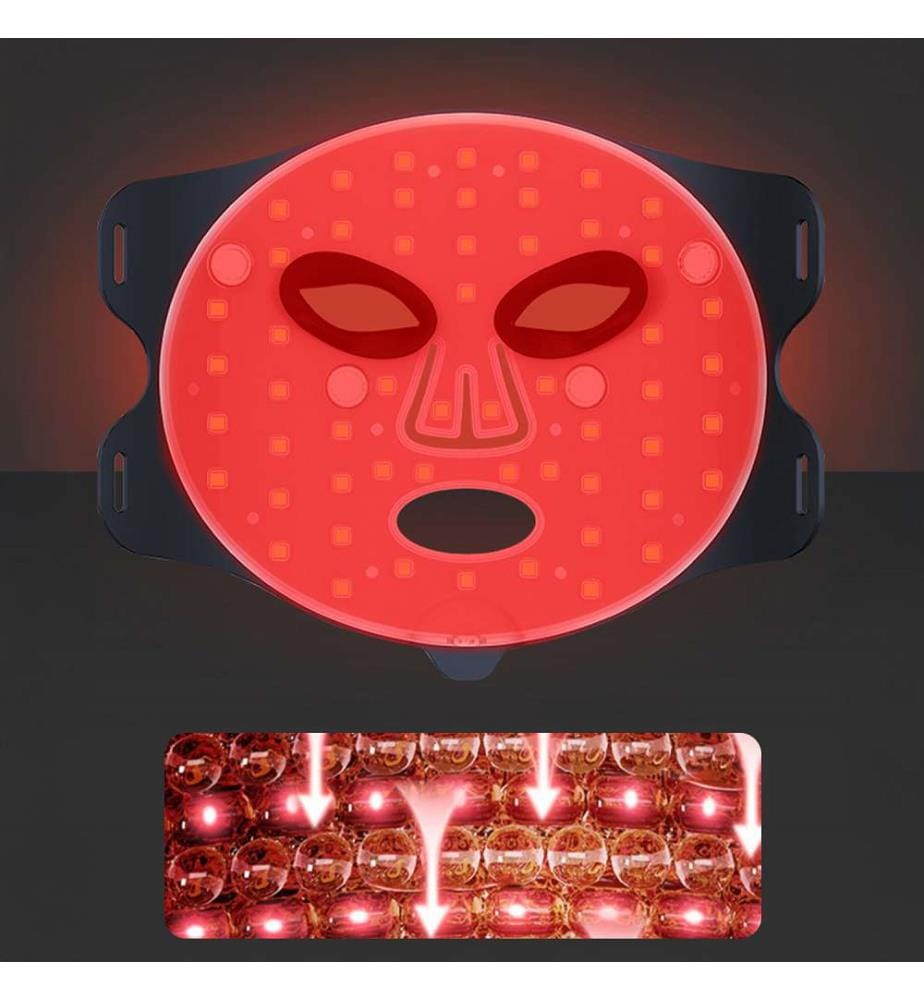 Masque facial de traitement par lumière LED, rajeunisseur de peau par vibration photonique Avec 4 modes d'utilisation et 3 niveaux de luminosité - Noir