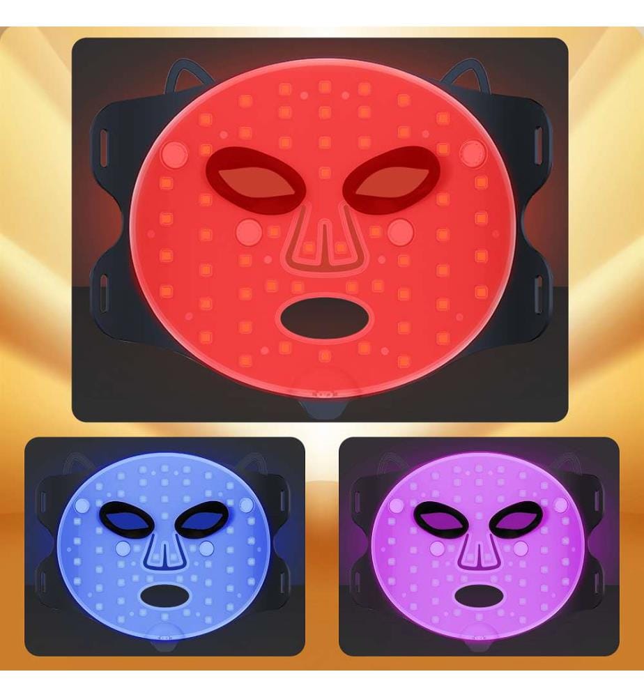 Masque facial de traitement par lumière LED, rajeunisseur de peau photonique infrarouge Avec 4 modes d'utilisation - Noir