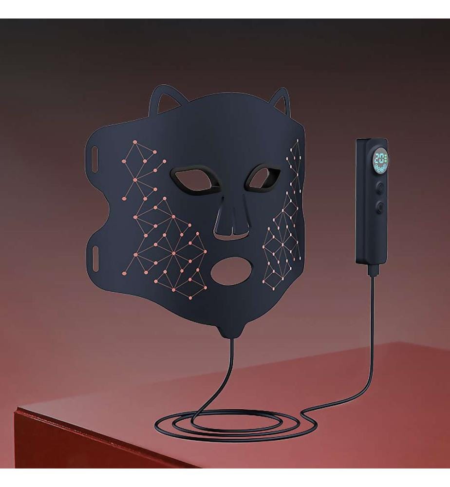 Masque facial de traitement par lumière LED, rajeunisseur de peau photonique infrarouge Avec 4 modes d'utilisation - Noir