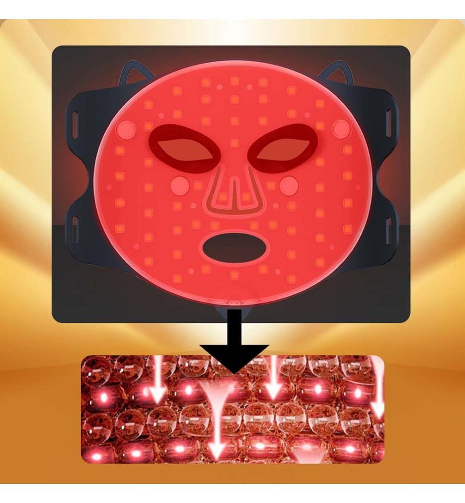 Masque facial de traitement par lumière LED, rajeunisseur de peau photonique infrarouge Avec 4 modes d'utilisation - Noir