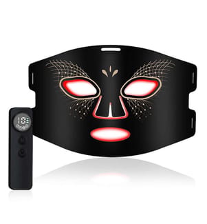 Masque de traitement facial à lumière LED avec fonction chauffante et 7 couleurs thérapeutiques - Noir