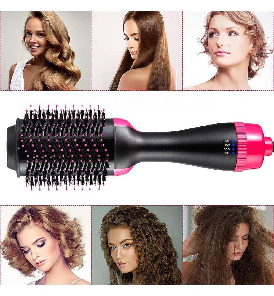 Brosse et séchoir 4 en 1 avec 3 niveaux de chaleur - Fuchsia