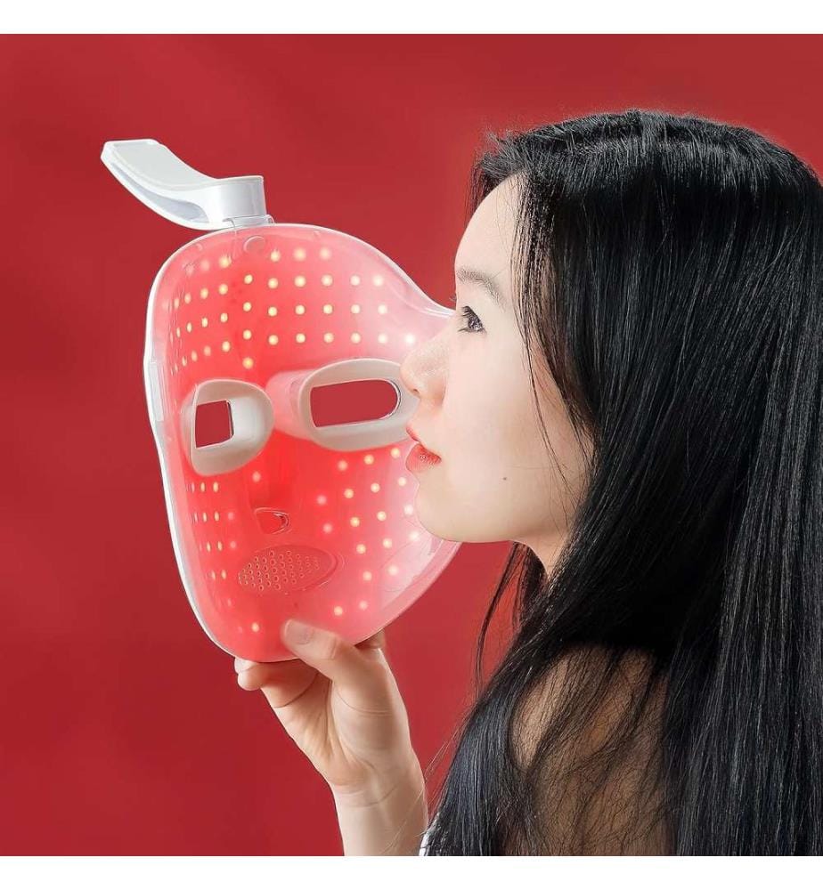 Masque photonique LED. Traitement par lumière 7 couleurs. Soin du visage, anti-âge, rajeunissement cutané - Blanc