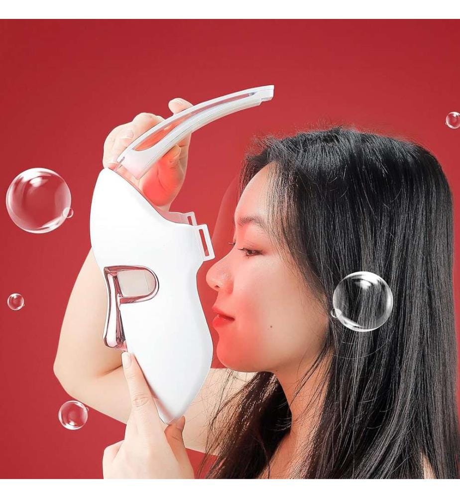 Masque photonique LED. Traitement par lumière 7 couleurs. Soin du visage, anti-âge, rajeunissement cutané - Blanc