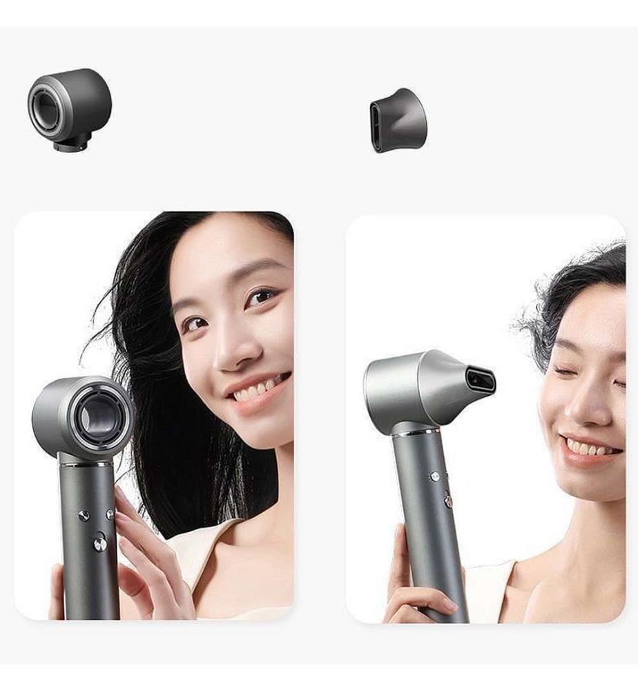 Station de beauté ionique professionnelle 5 en 1 : sèche-cheveux, fer à boucler et lisseur. Puissance : 1 300 W, 3 températures et 3 vitesses - Gris foncé