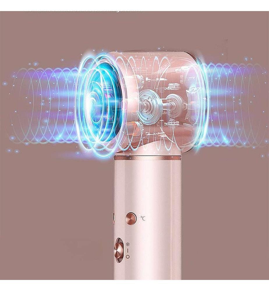 Station de beauté ionique professionnelle 5 en 1 : sèche-cheveux, fer à boucler et lisseur. Puissance : 1 300 W, 3 températures et 3 vitesses - Rose clair