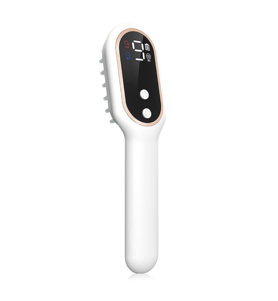 Peigne médicinal avec traitement par luminothérapie et massage à 9 intensités - Blanc