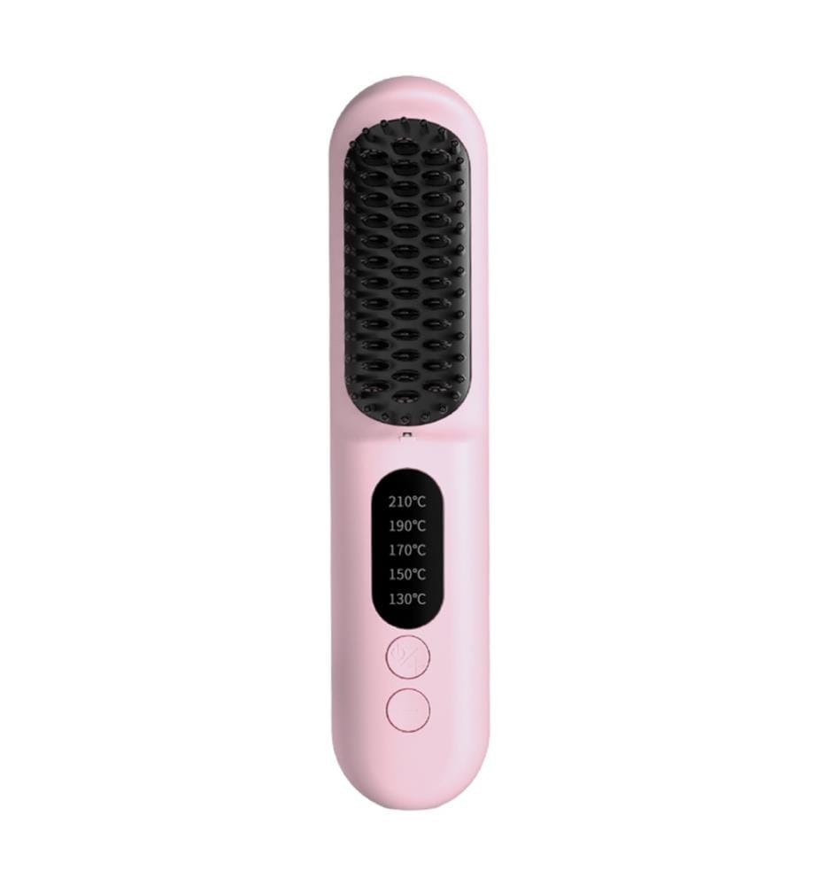 Brosse électrique lissante Negative Ion avec 5 réglages de température de 130 °C à 210 °C - Rose