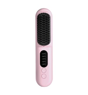 Brosse électrique lissante Negative Ion avec 5 réglages de température de 130 °C à 210 °C - Rose