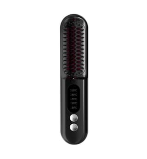 Brosse à lisser électrique à ions négatifs avec 5 réglages de température de 130°C à 210°C - Noir