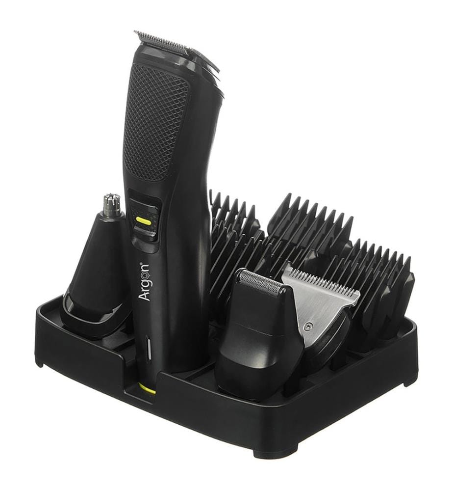 Tondeuse à cheveux avec support et 12 accessoires, batterie 600mAh - Noir