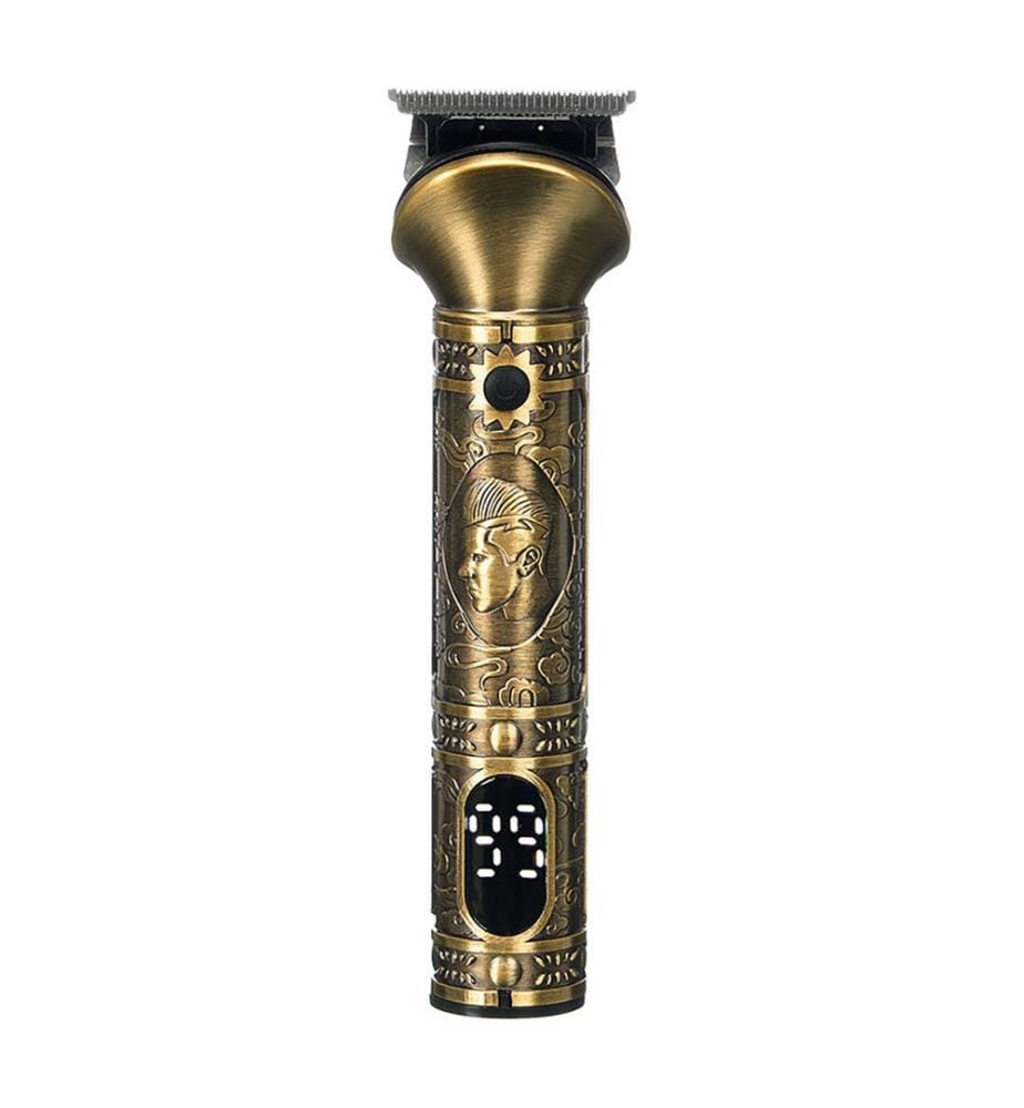 Tondeuse à cheveux en métal avec support et 13 accessoires, batterie 1500mAh - Doré