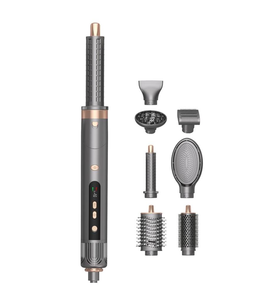 Sèche-Cheveux Multistyler Pliable 7-en-1 à Ions Négatifs 1200W - Gris Foncé et Or