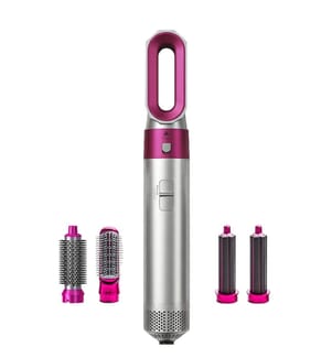 Brosse Soufflante 5-en-1 WT-618 avec Trousse de Rangement - Argent et Fuchsia