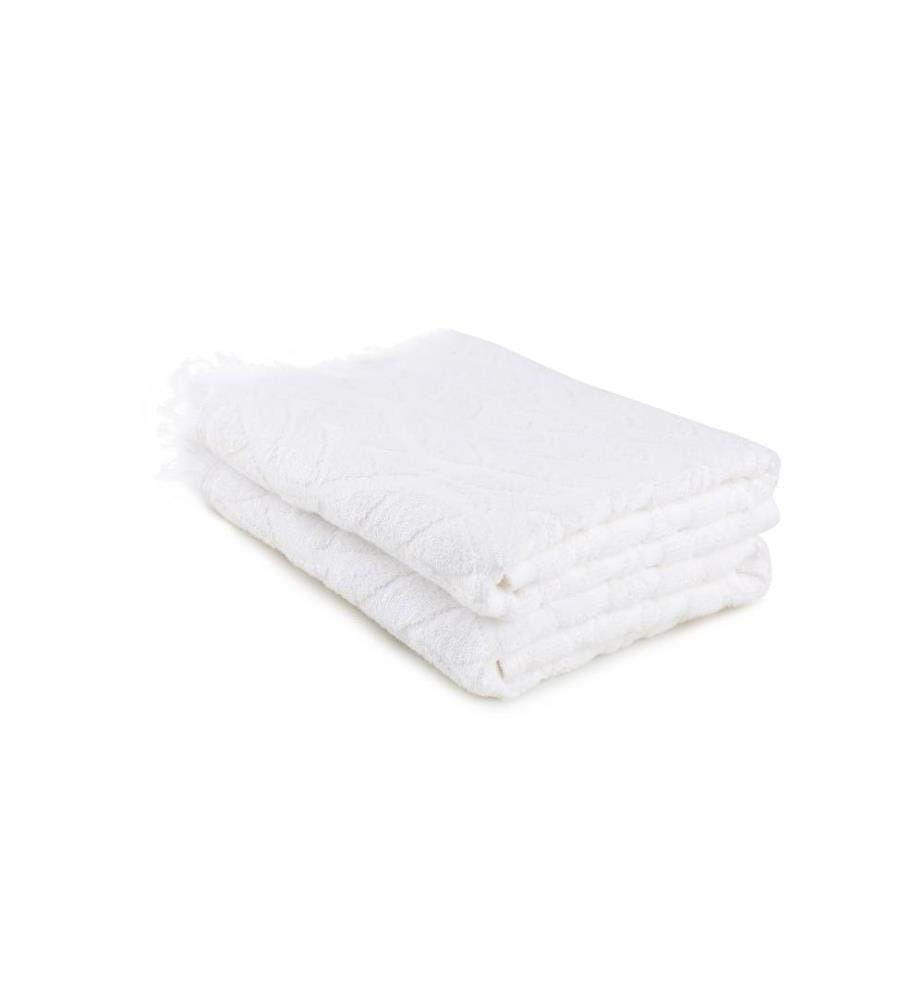 Ensemble de serviettes de bain (2 pièces) Feuille 75 x 150 cm - Blanc