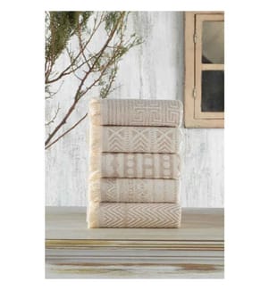 Ensemble de serviettes de toilette, 5 pièces, beige, coton