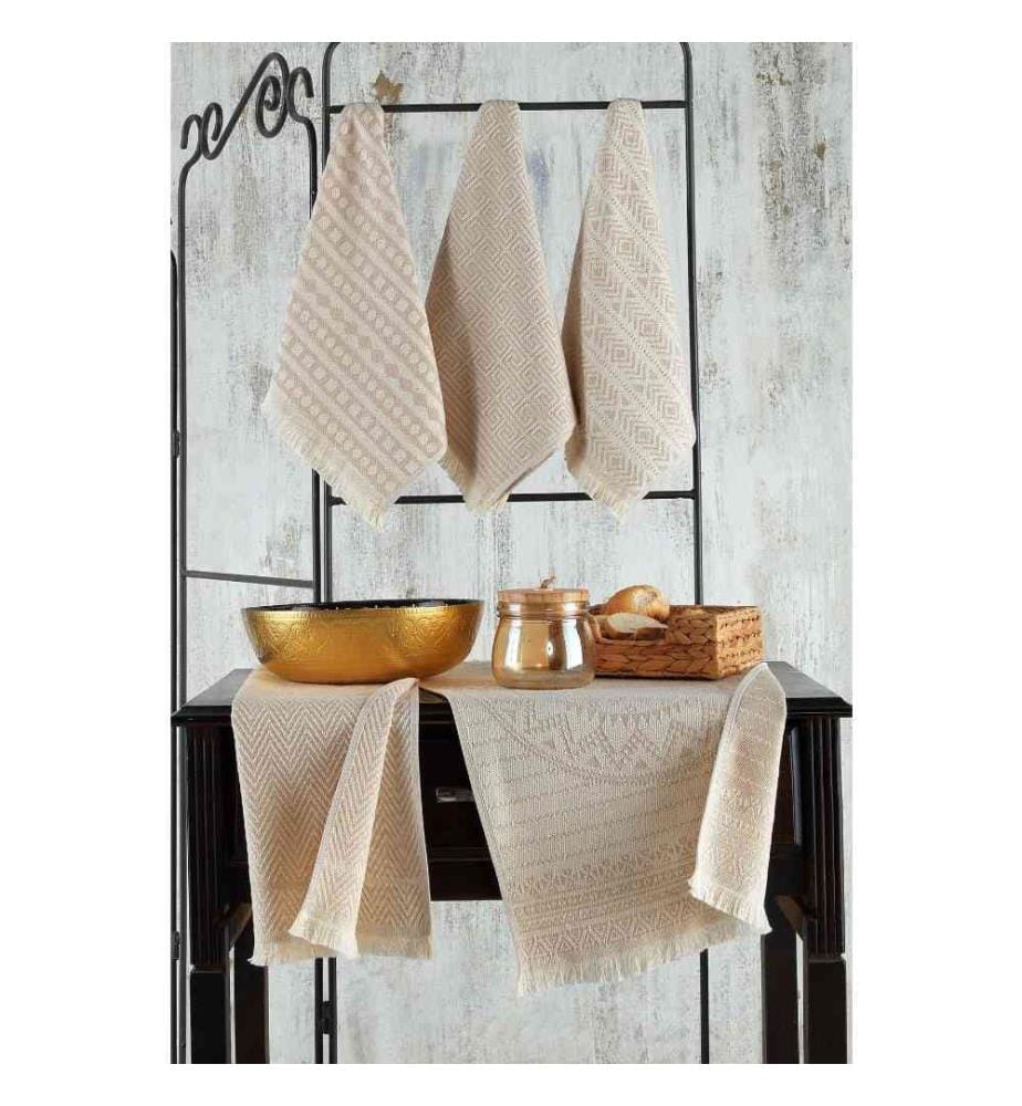 Ensemble de serviettes de toilette, 5 pièces, beige, coton