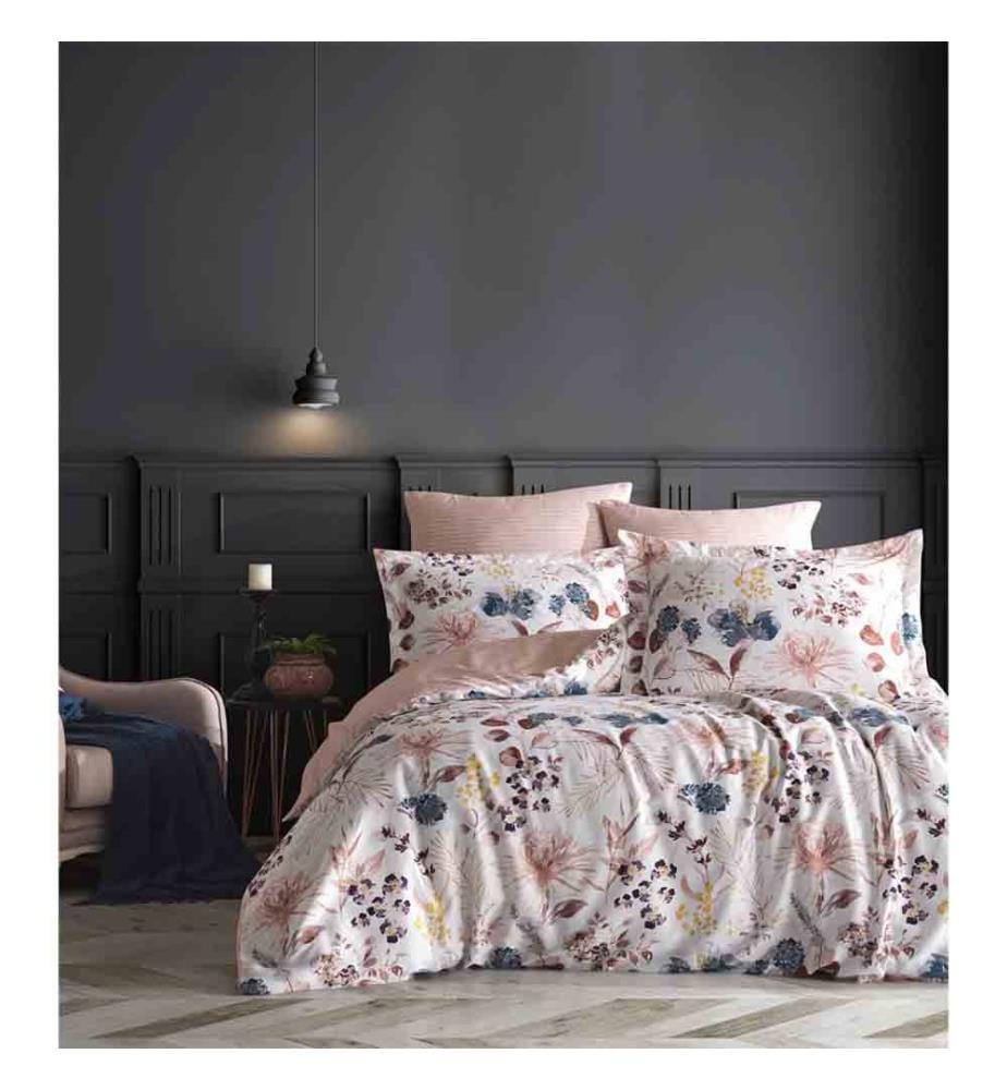 Ranforce King Quilt Cover Set - White, Salmon, Yellow, Pink