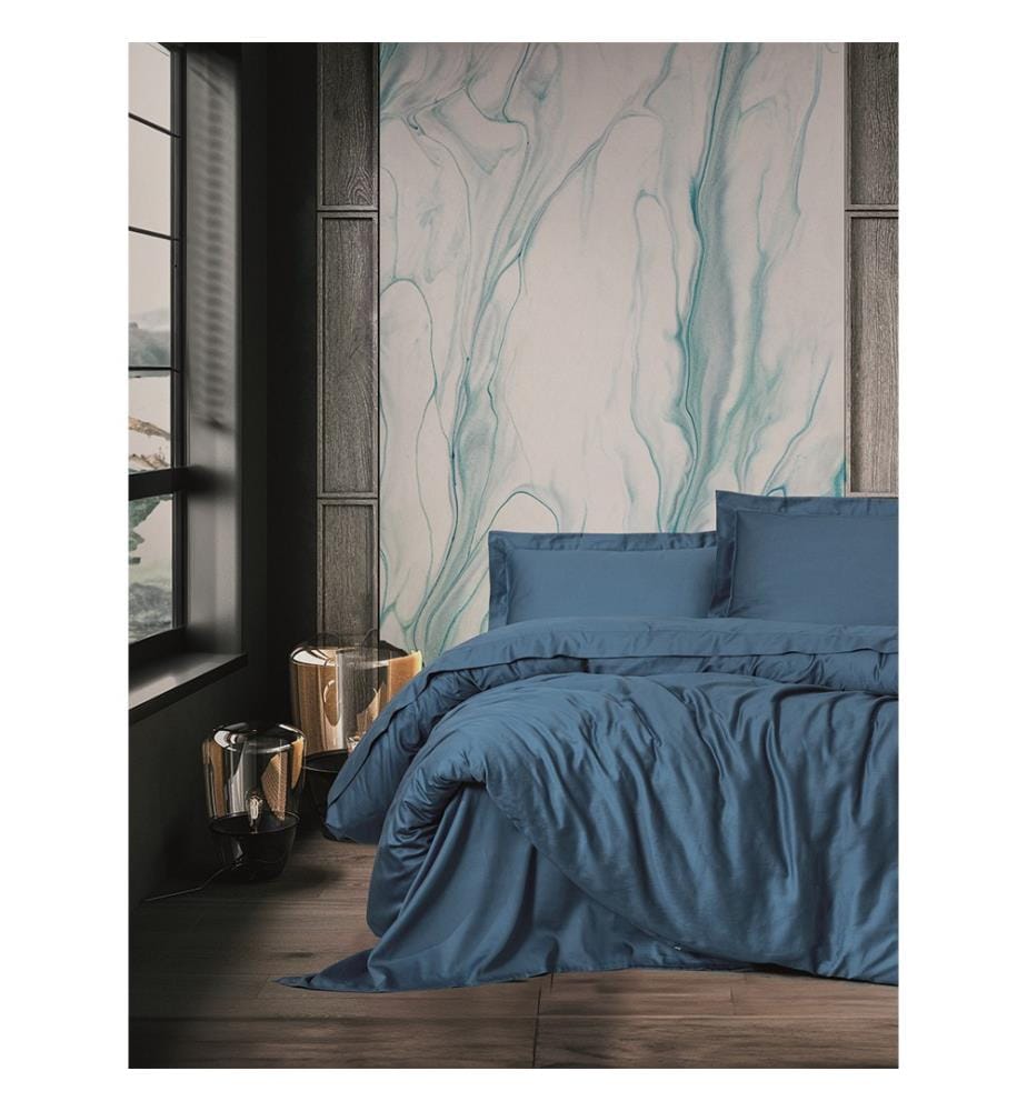 Housse de couette Satin King - Bleu