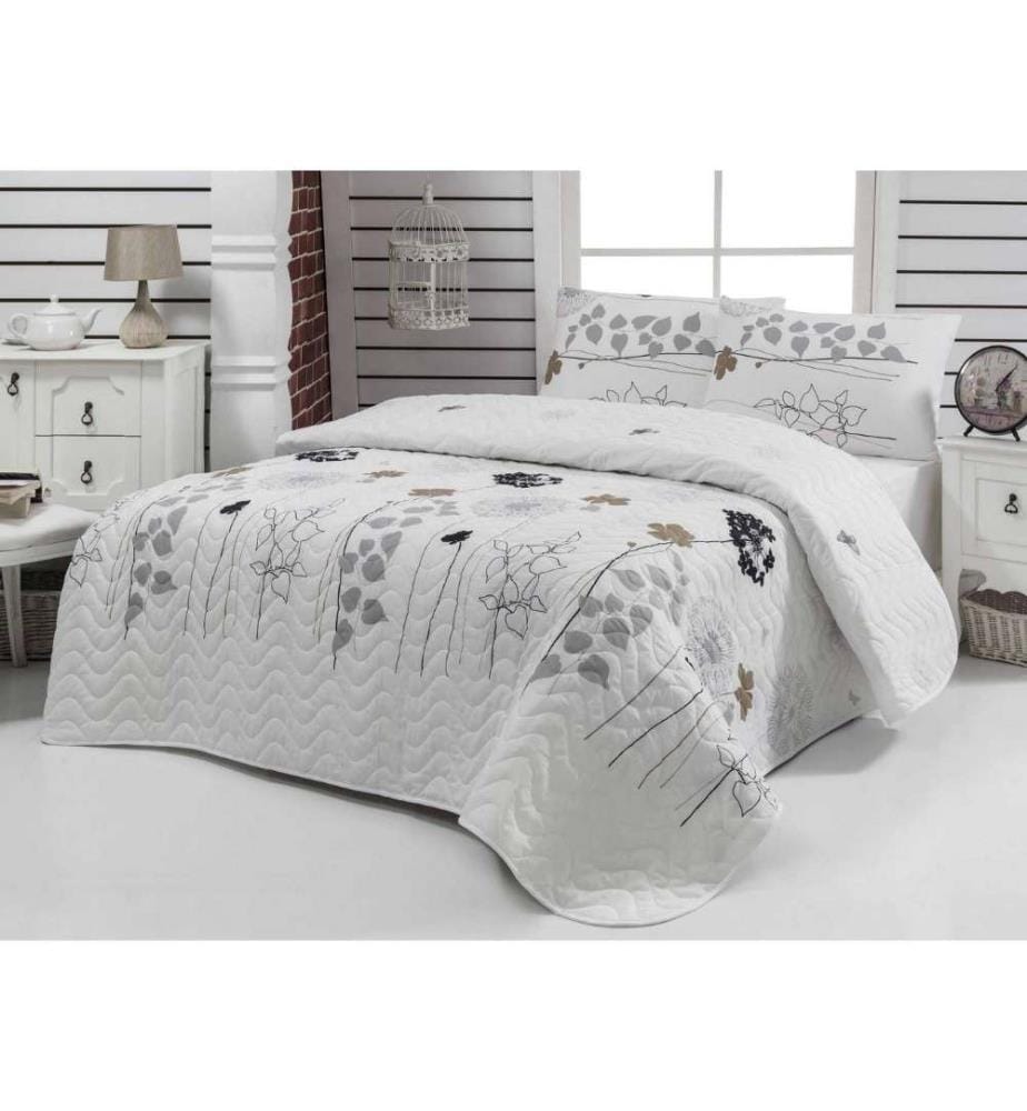 Ensemble de couvre-lits matelassé King - White / Grey / Black / Brown