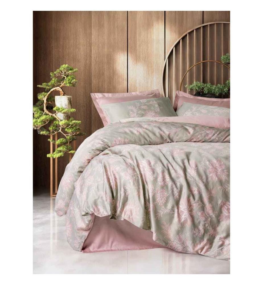 Satin King Quilt Cover Set Betula 240 x 220 cm + 2x 60 x 60 cm - Powder