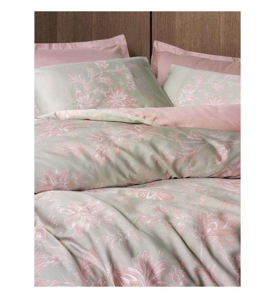 Satin King Quilt Cover Set Betula 240 x 220 cm + 2x 60 x 60 cm - Powder