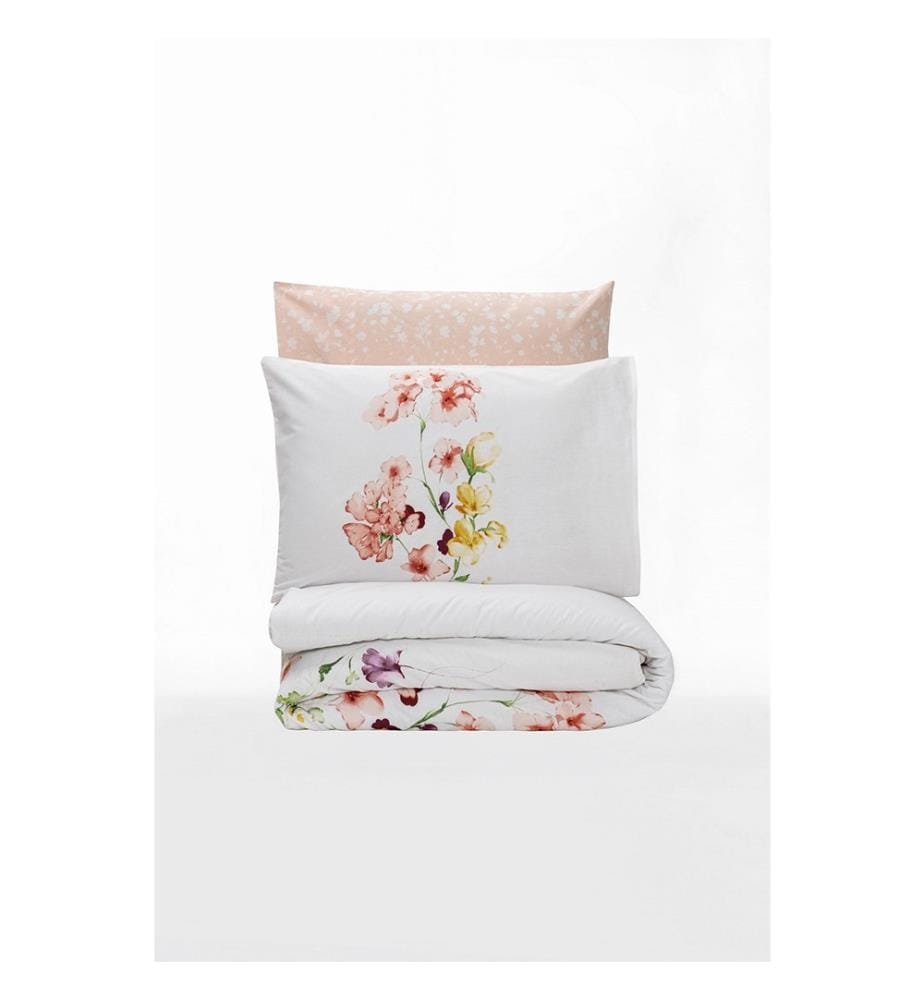 Parure de lit Super King Size - Saumon et blanc