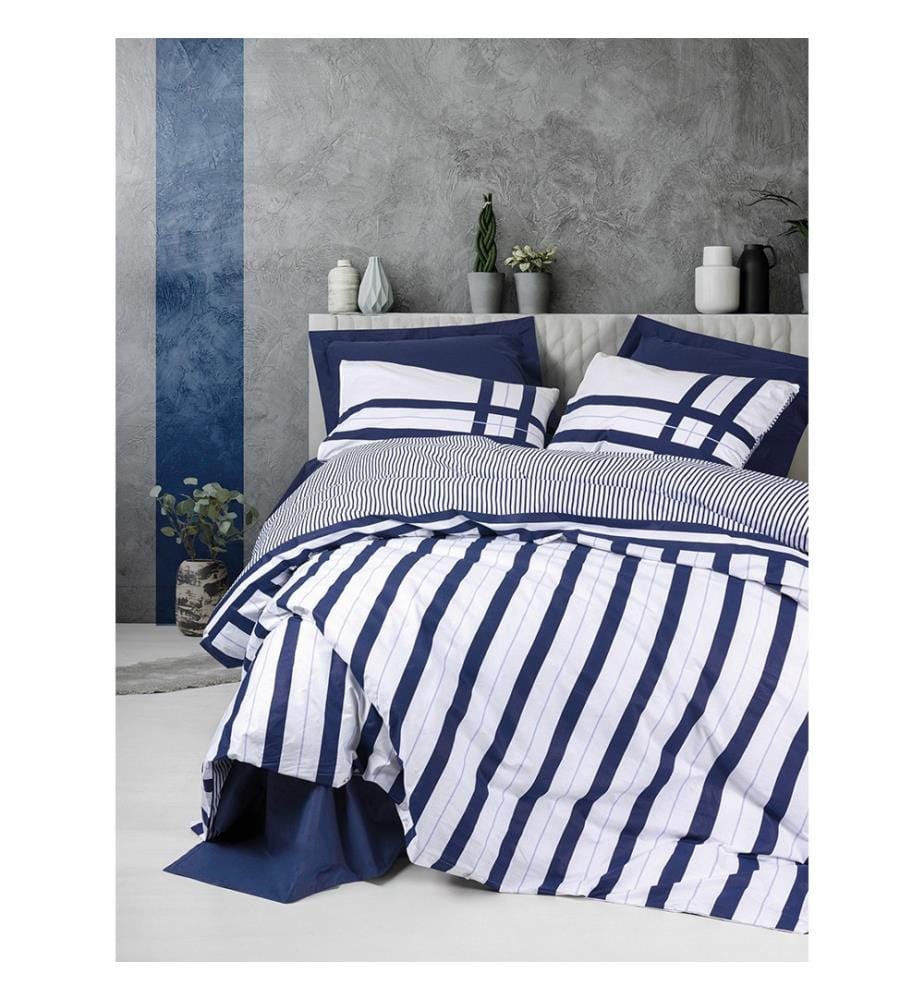 Ranforce King Quilt Cover Set - Dark Blue