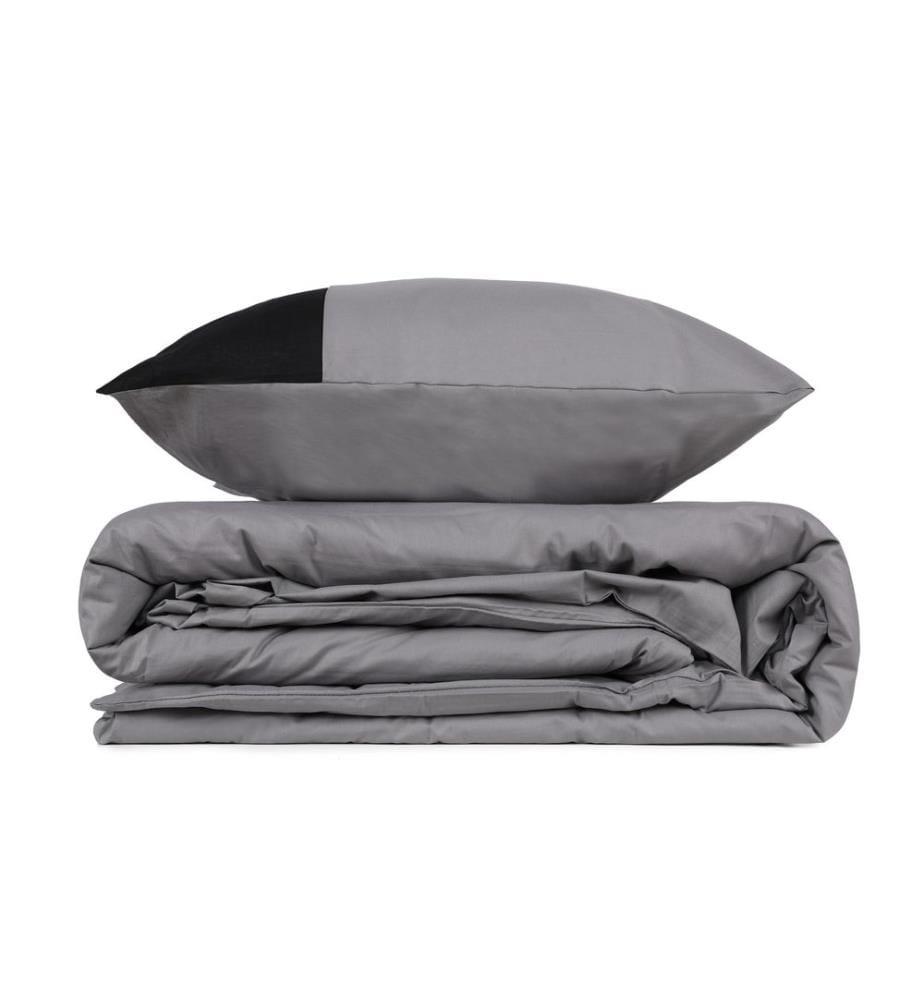Housse de couette Ranforce King - Gris et noir