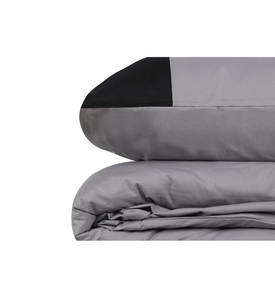 Housse de couette Ranforce King - Gris et noir